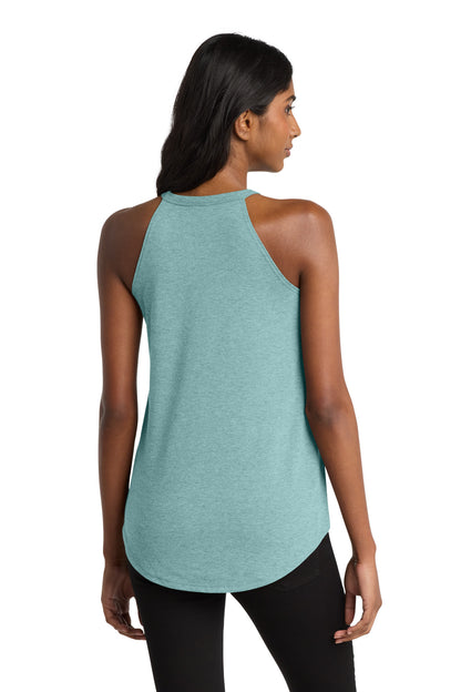 Custom Embroidered District T-Shirts  in Heathered Eucalyptus Blue