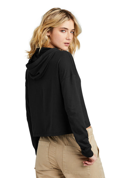 Custom Embroidered District Women's Perfect Tri Midi Long Sleeve Hoodie DT1390L,Black