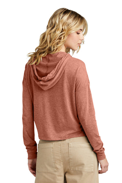 Custom Embroidered District Women's Perfect Tri Midi Long Sleeve Hoodie DT1390L,Desert Rose Heather