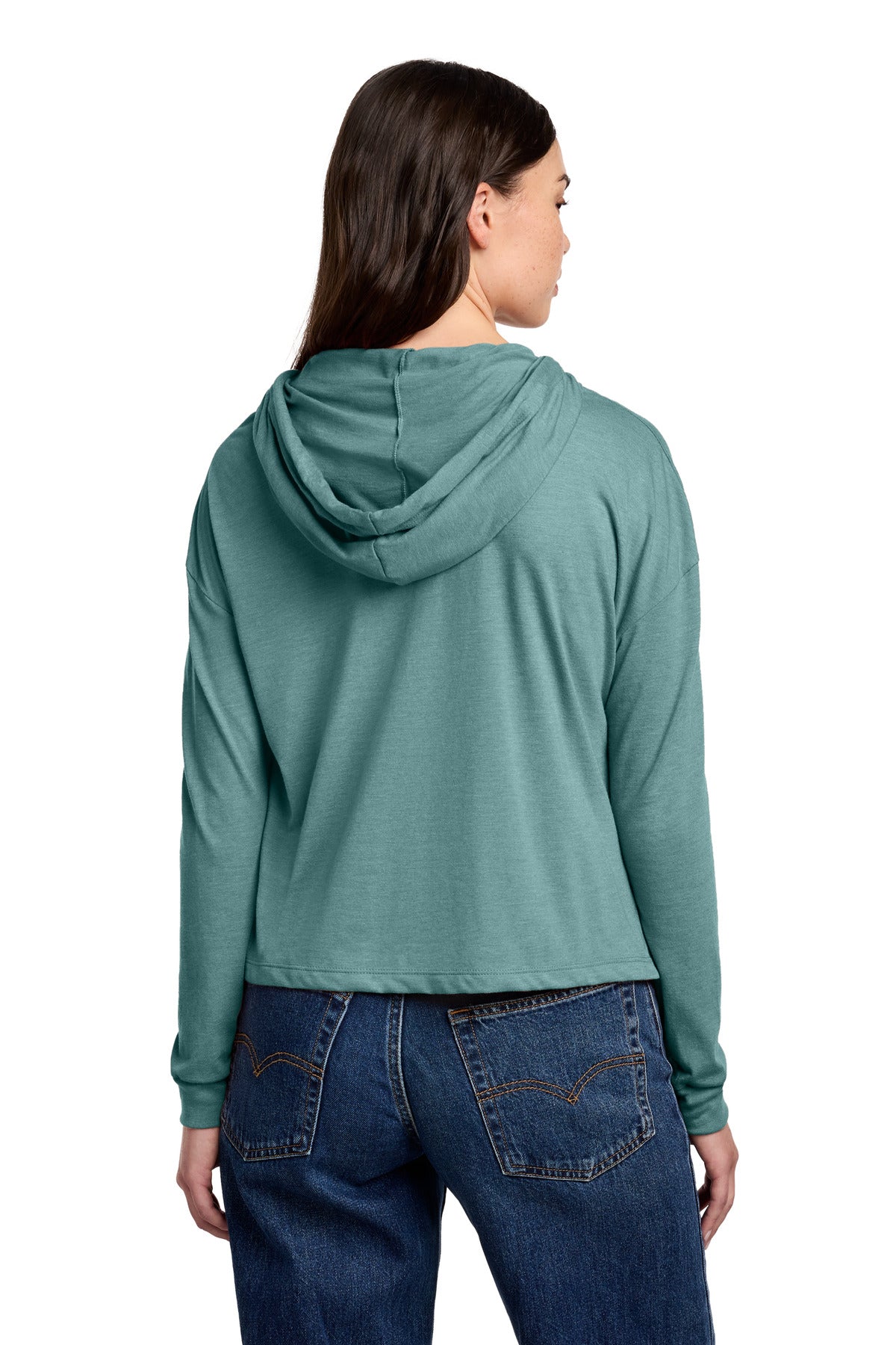 Custom Embroidered District Sweatshirts/Fleece in Heathered Eucalyptus Blue