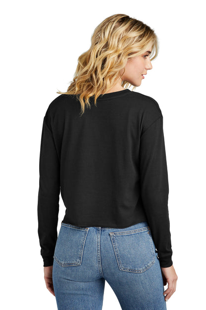 Custom Embroidered District Women's Perfect Tri Midi Long Sleeve Tee DT141,Black