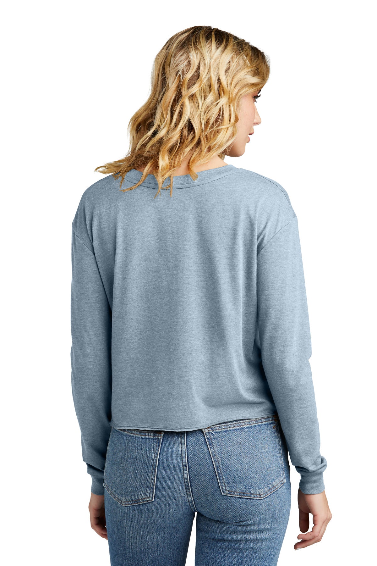 Custom Embroidered District Women's Perfect Tri Midi Long Sleeve Tee DT141,Flint Blue Heather