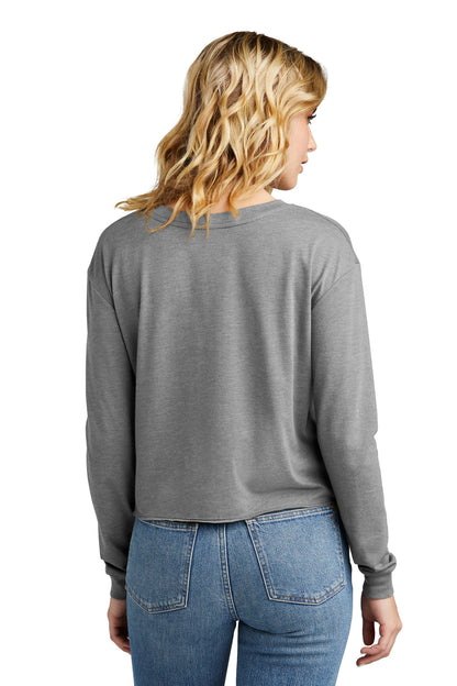 Custom Embroidered District Women's Perfect Tri Midi Long Sleeve Tee DT141,Grey Frost