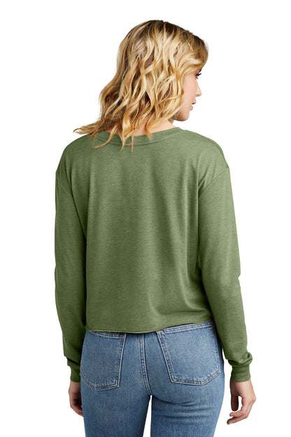 Custom Embroidered District Women's Perfect Tri Midi Long Sleeve Tee DT141,Military Green Frost