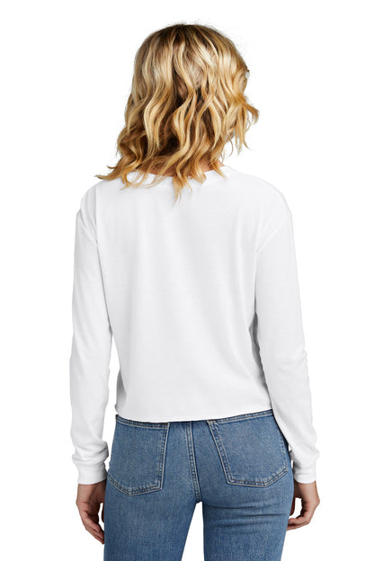 Custom Embroidered District Women's Perfect Tri Midi Long Sleeve Tee DT141,White