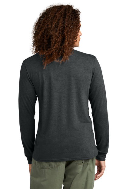 Custom Embroidered District Perfect Tri Long Sleeve Henley DT145,Black Frost