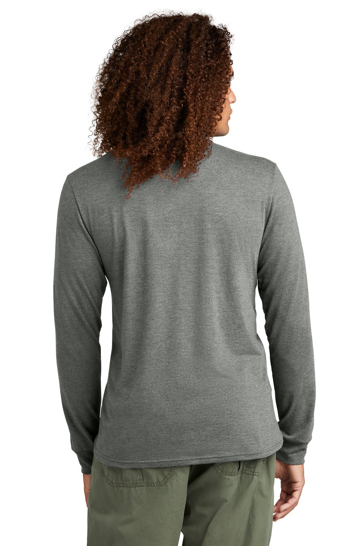 Custom Embroidered District Perfect Tri Long Sleeve Henley DT145,Heathered Charcoal