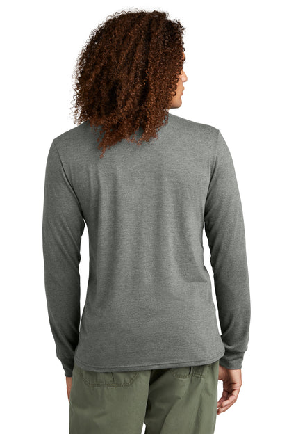 Custom Embroidered District Perfect Tri Long Sleeve Henley DT145,Heathered Charcoal