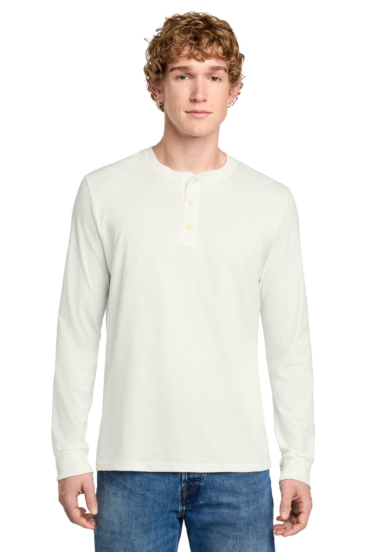 Custom Embroidered District T-Shirts  in Natural