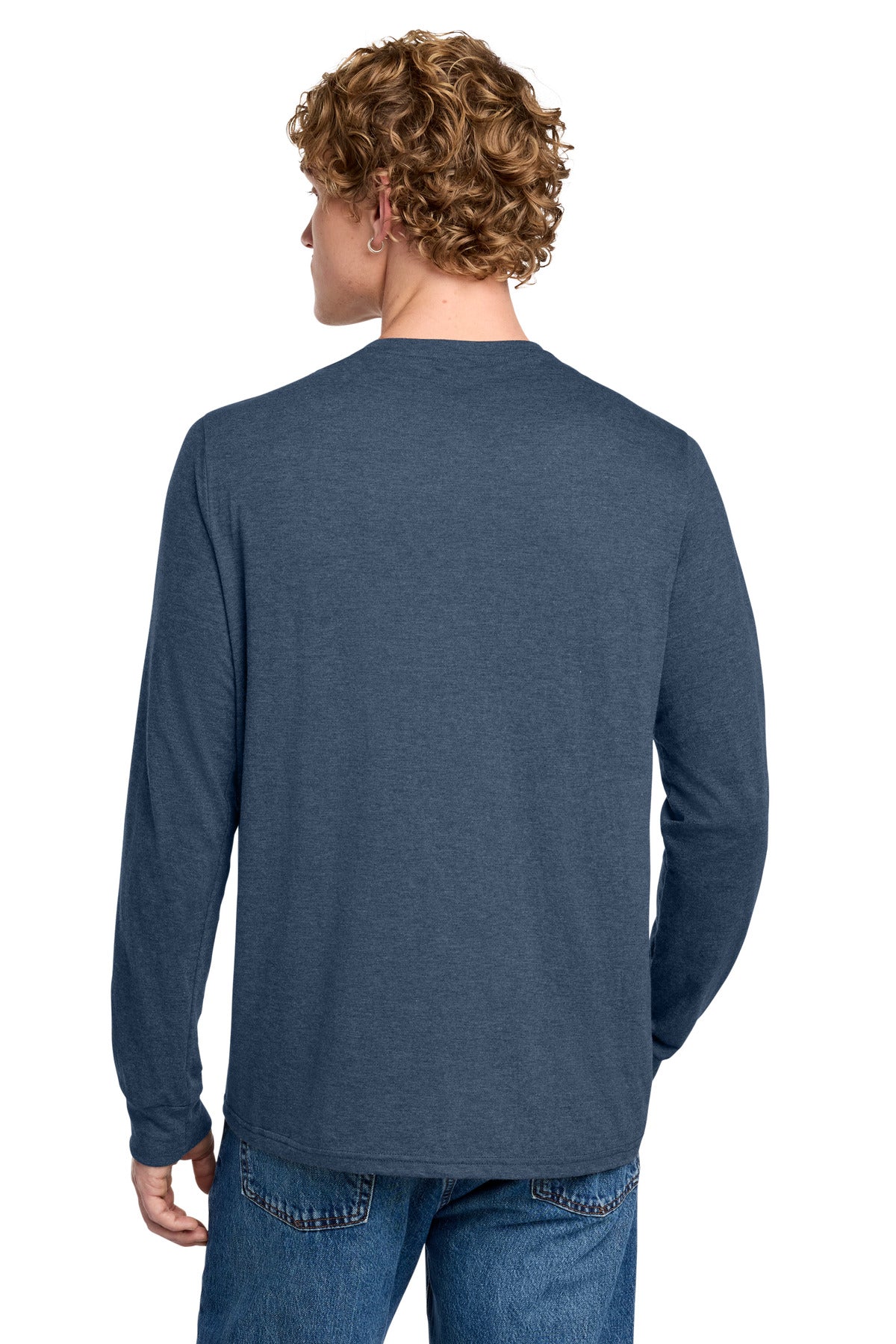 Custom Embroidered District T-Shirts  in Navy Frost