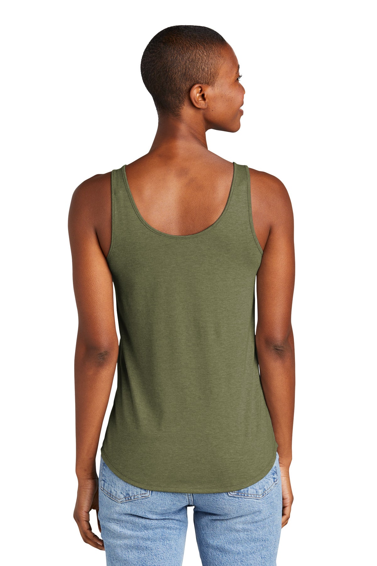 Custom Embroidered District Women's Perfect Tri Relaxed Tank DT151,Military Green Frost