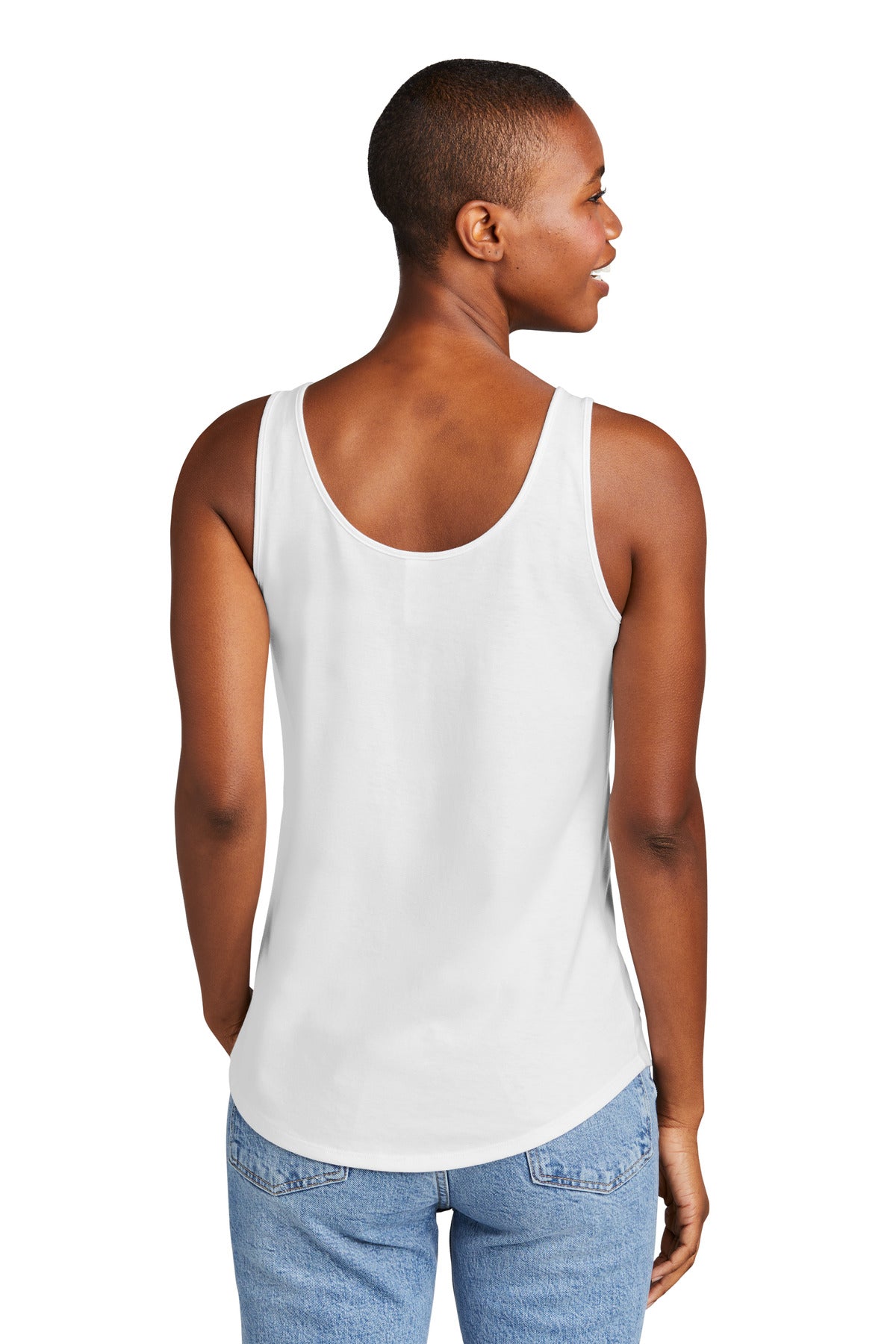 Custom Embroidered District Women's Perfect Tri Relaxed Tank DT151,White