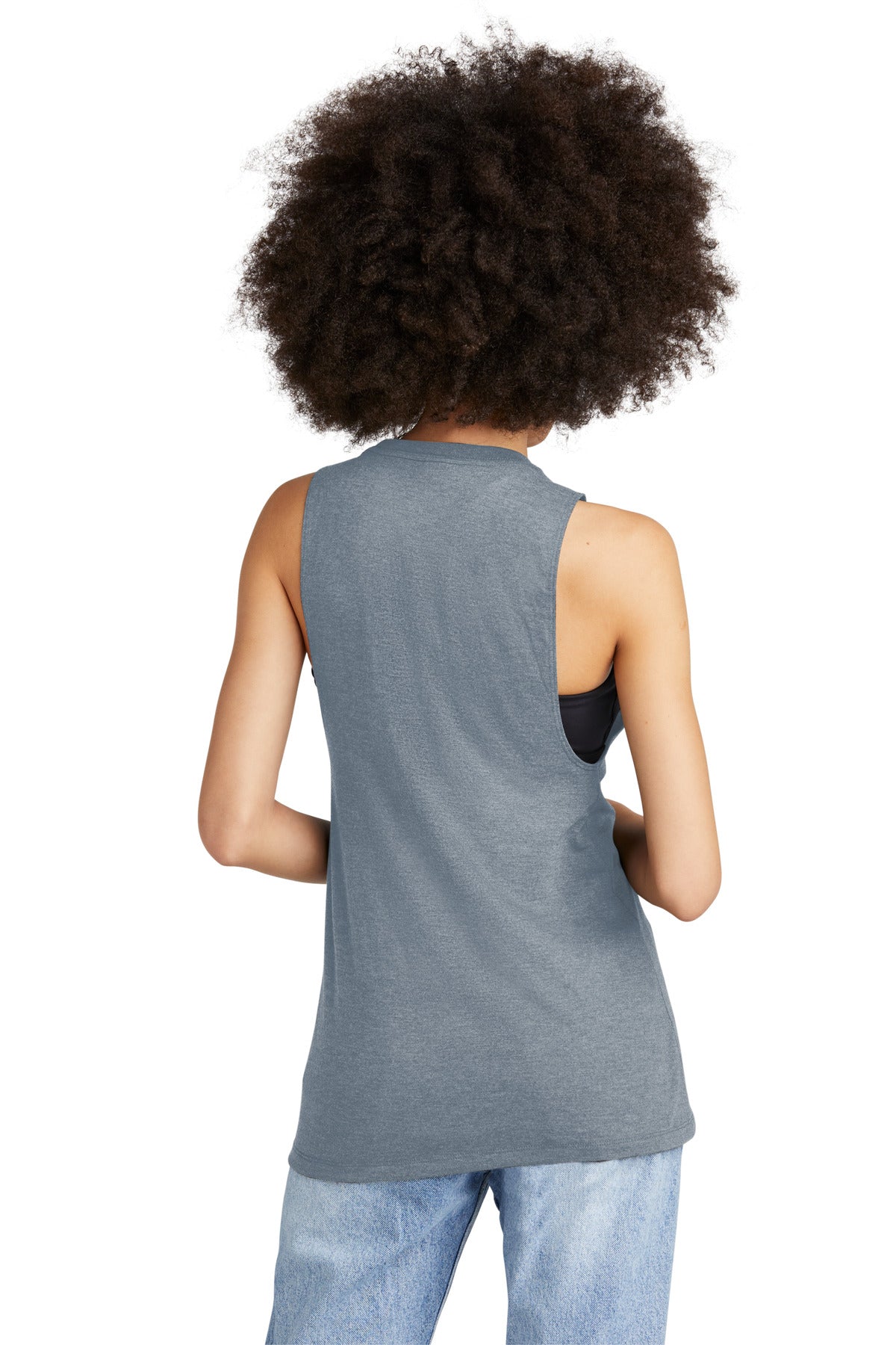 Custom Embroidered District Women's Perfect Tri Muscle Tank DT153,Flint Blue Heather