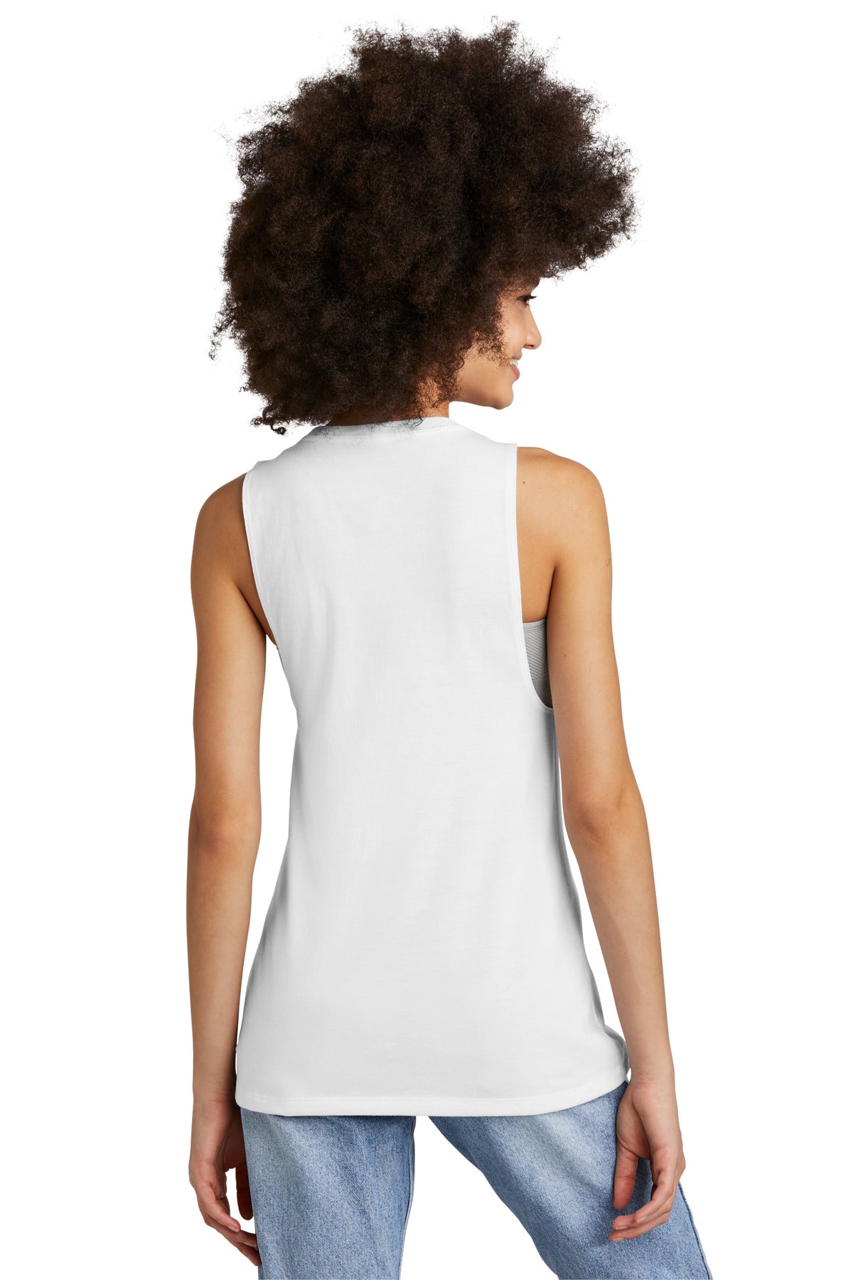 Custom Embroidered District Women's Perfect Tri Muscle Tank DT153,White