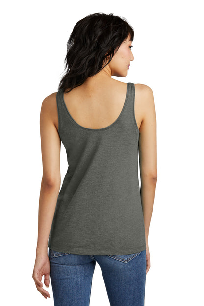 Custom Embroidered District Women's Perfect Blend CVC V-Neck Tank DT154,Heathered Charcoal