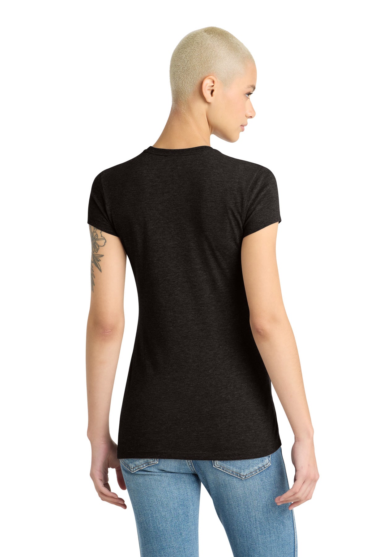 Custom Embroidered District T-Shirts  in Black Frost
