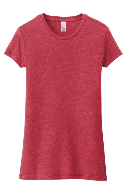 Custom Embroidered District T-Shirts  in Red Frost