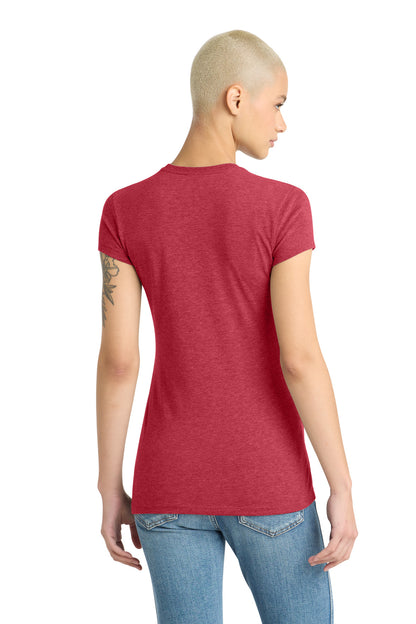 Custom Embroidered District T-Shirts  in Red Frost