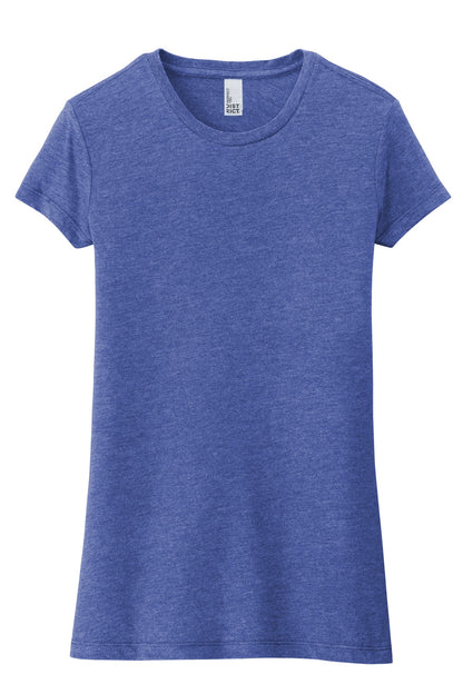 Custom Embroidered District T-Shirts  in Royal Frost