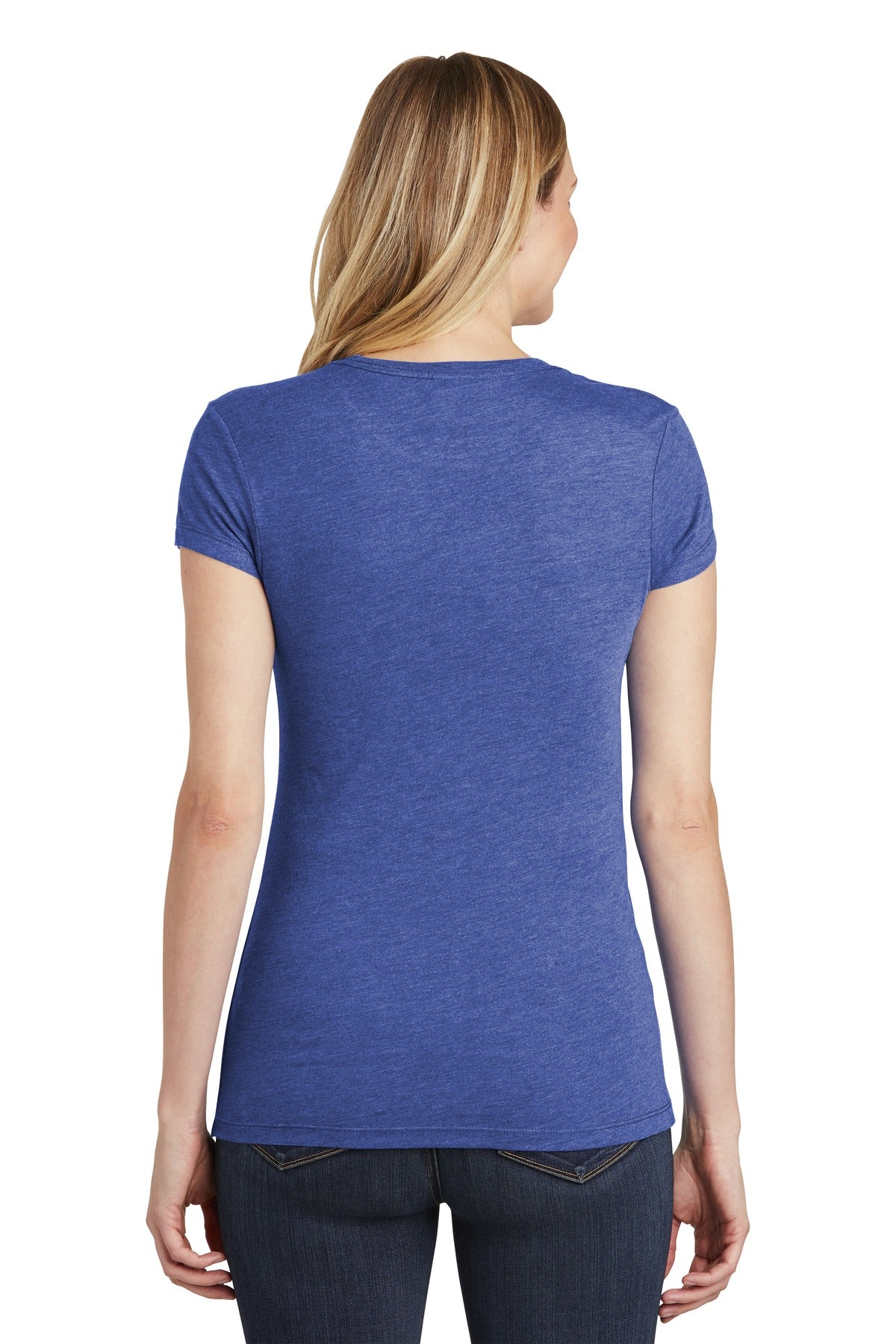 Custom Embroidered District  Women's Fitted Perfect Tri  Tee. DT155,Royal Frost