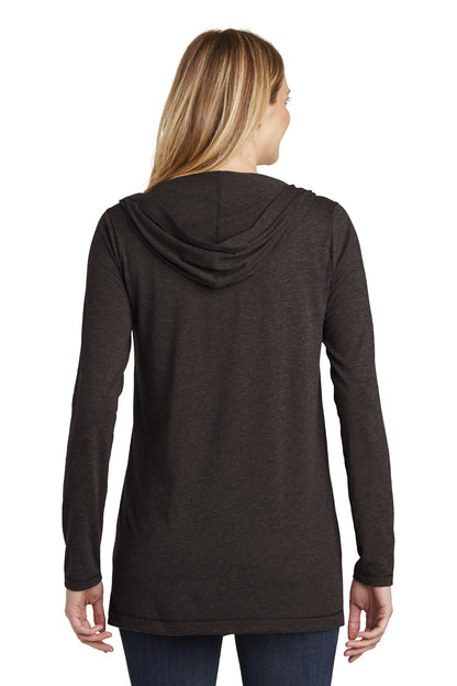 Custom Embroidered District  Women's Perfect Tri  Hooded Cardigan. DT156,Black Frost