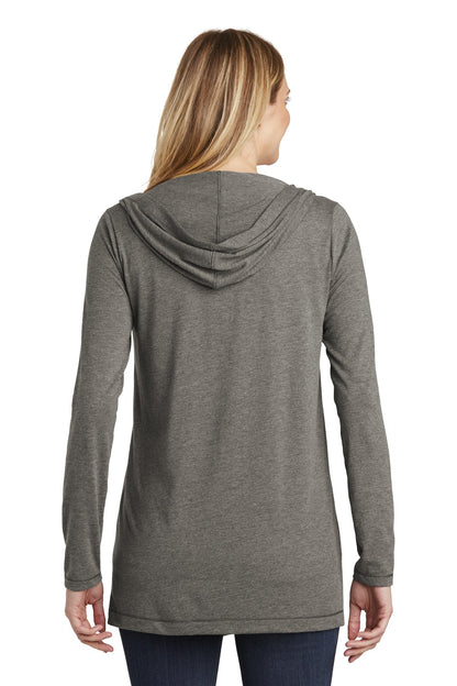 Custom Embroidered District  Women's Perfect Tri  Hooded Cardigan. DT156,Grey Frost