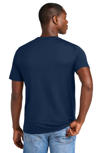 Custom Embroidered District Perfect Weight CVC Tee DT184,Dark Royal