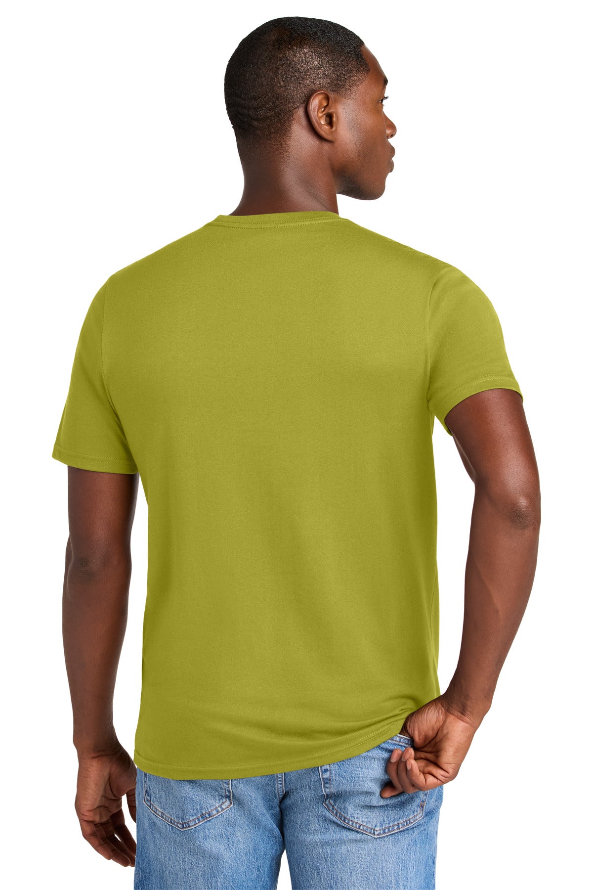 Custom Embroidered District Perfect Weight CVC Tee DT184,Golden Cypress Green