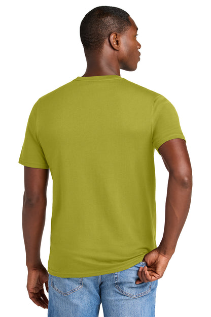 Custom Embroidered District Perfect Weight CVC Tee DT184,Golden Cypress Green