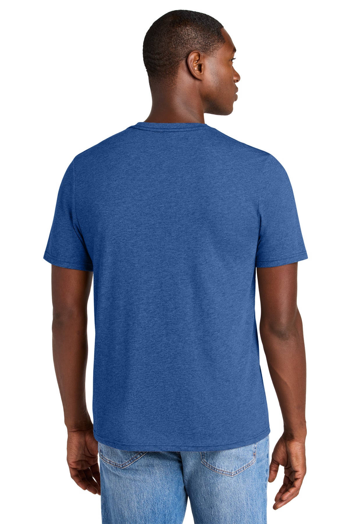 Custom Embroidered District Perfect Weight CVC Tee DT184,Heathered Deep Royal