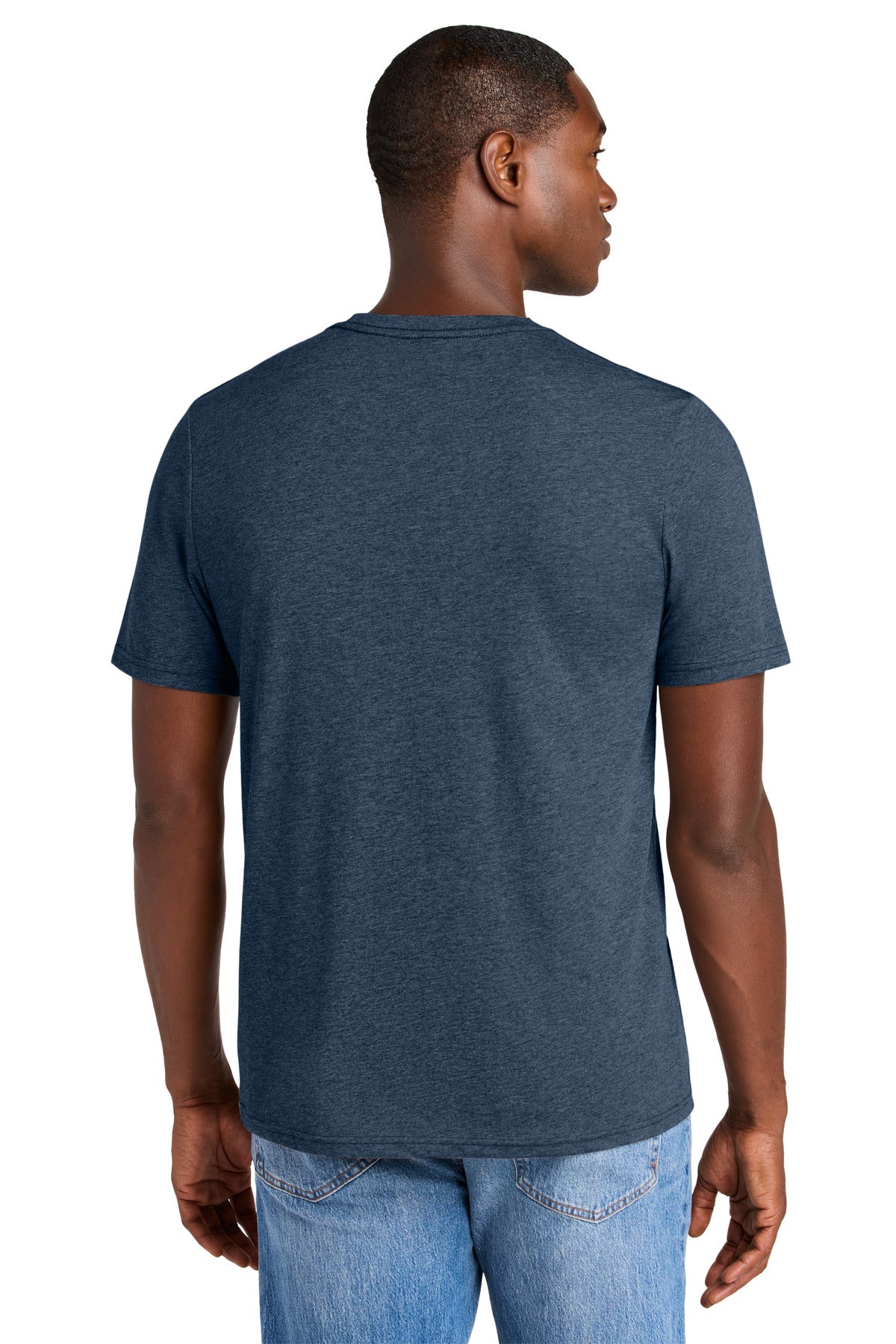 Custom Embroidered District Perfect Weight CVC Tee DT184,Heathered Navy