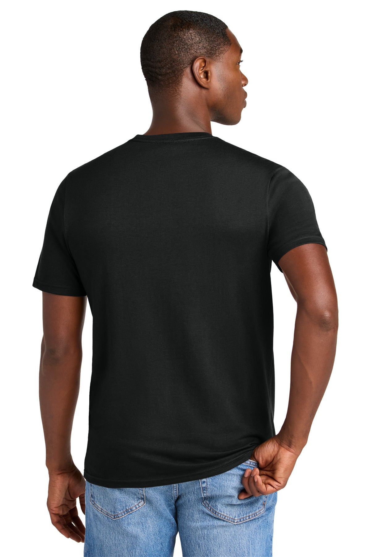 Custom Embroidered District Perfect Weight CVC Tee DT184,Jet Black