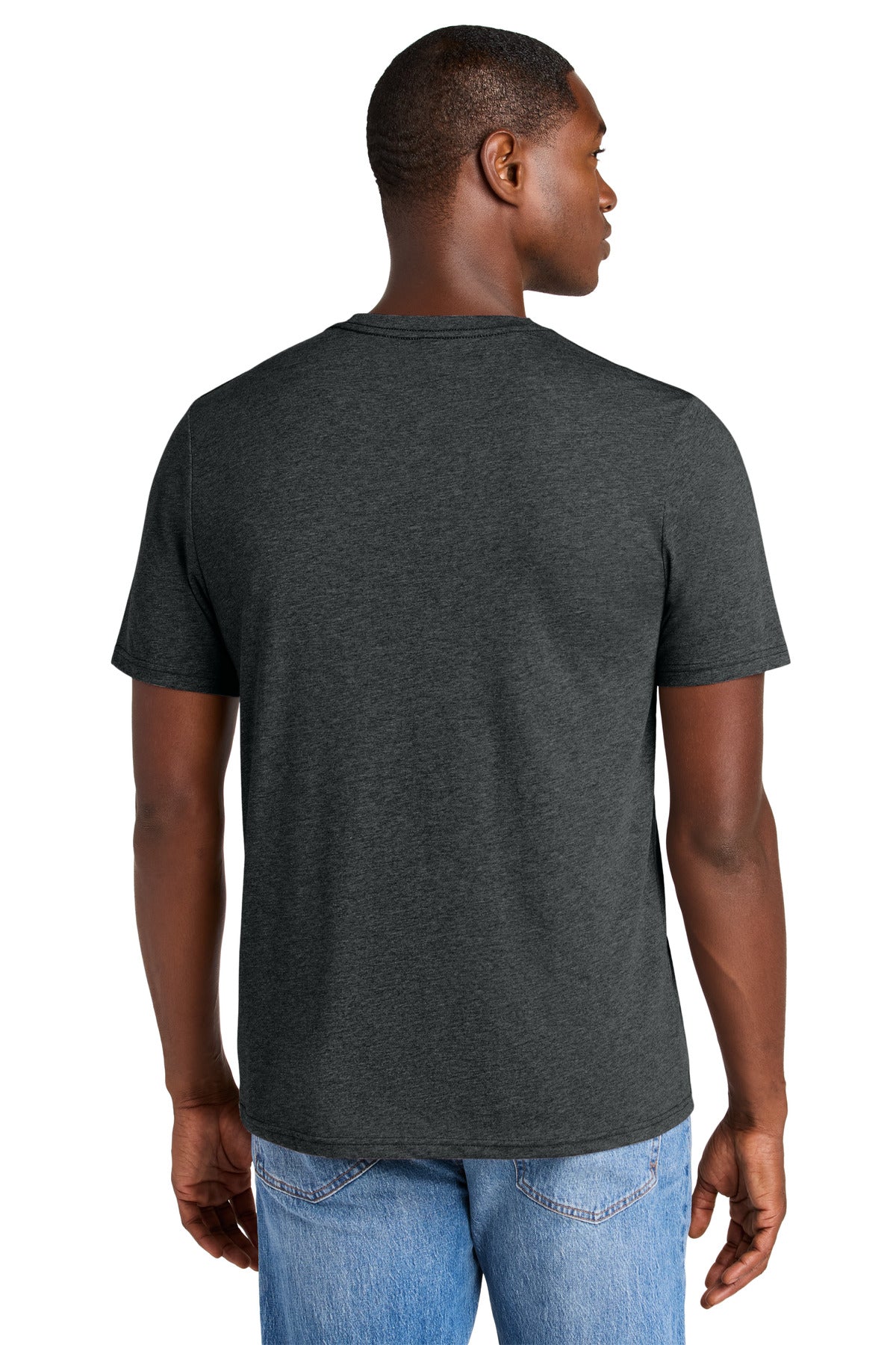 Custom Embroidered District Perfect Weight CVC Tee DT184,Jet Black Heather