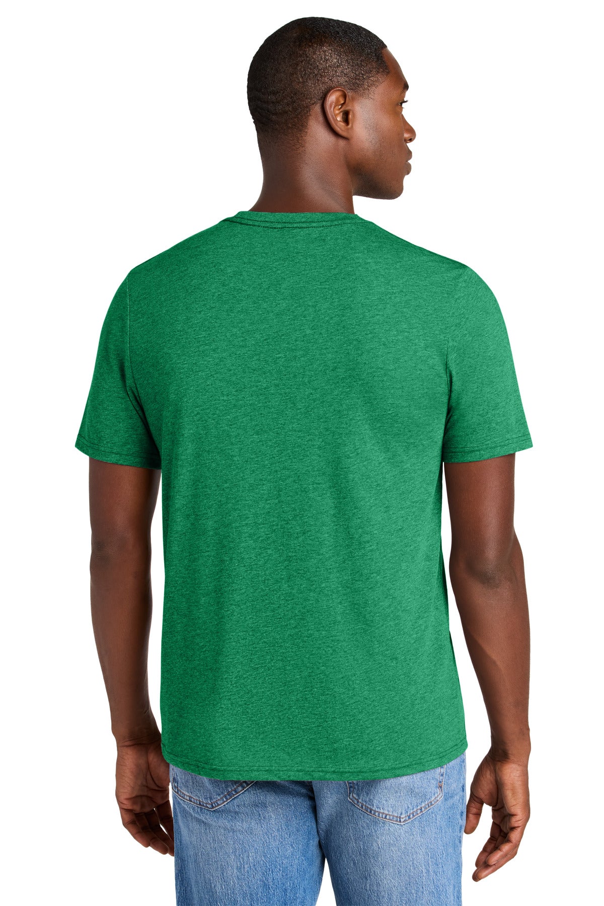Custom Embroidered District Perfect Weight CVC Tee DT184,Meadow Green Heather