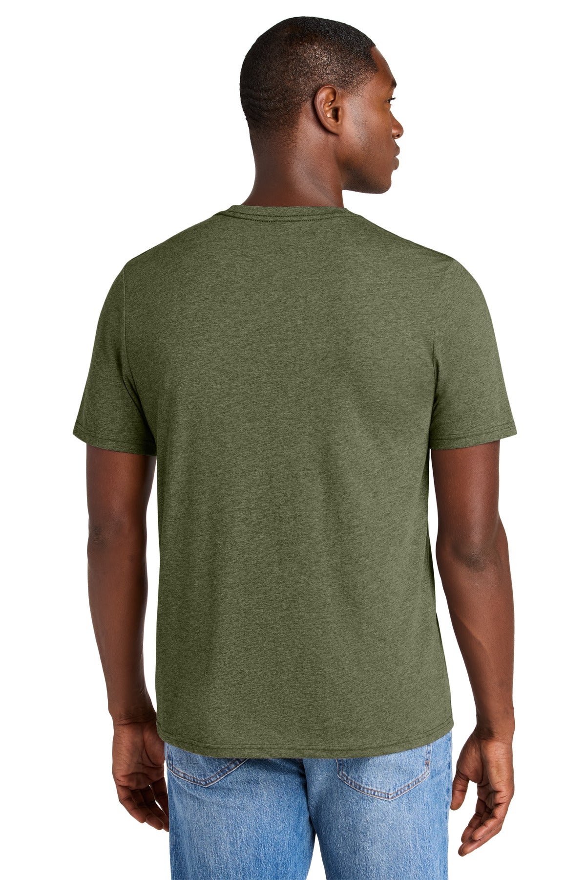 Custom Embroidered District Perfect Weight CVC Tee DT184,Military Green Heather