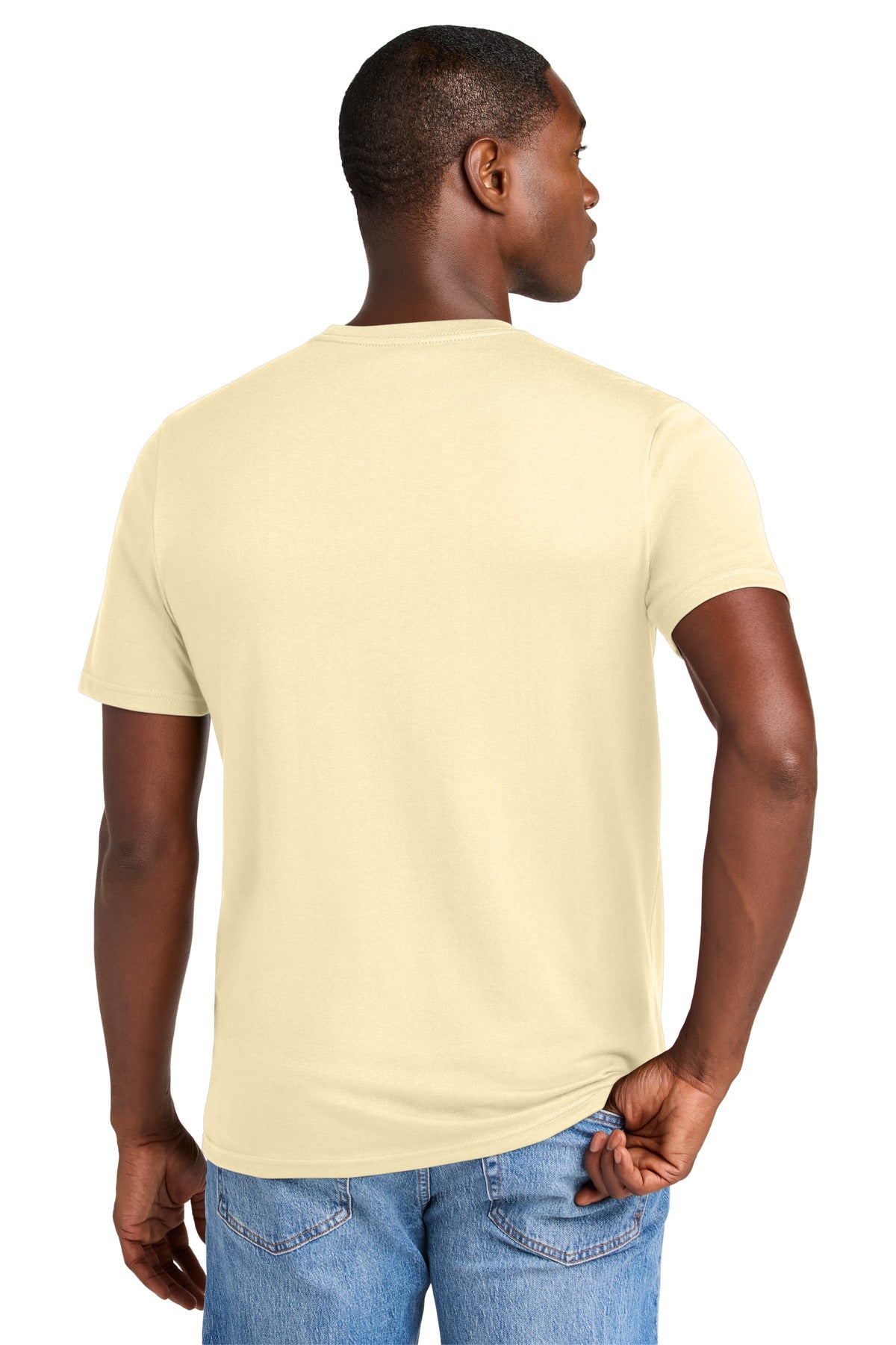 Custom Embroidered District Perfect Weight CVC Tee DT184,Soft Yellow