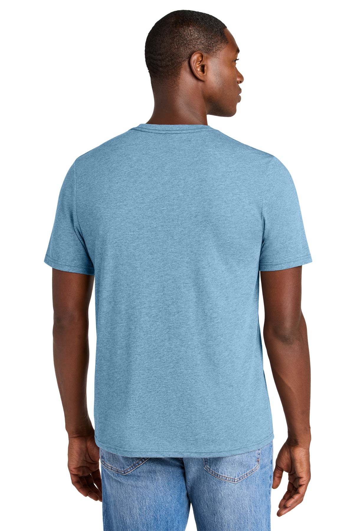 Custom Embroidered District Perfect Weight CVC Tee DT184,Tundra Blue Heather