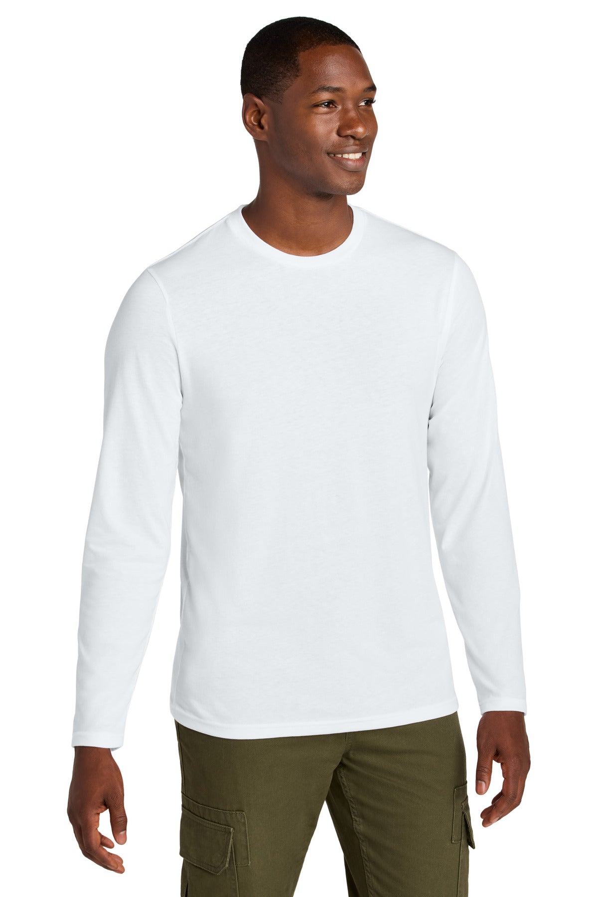 Custom Embroidered District T-Shirts  in Bright White