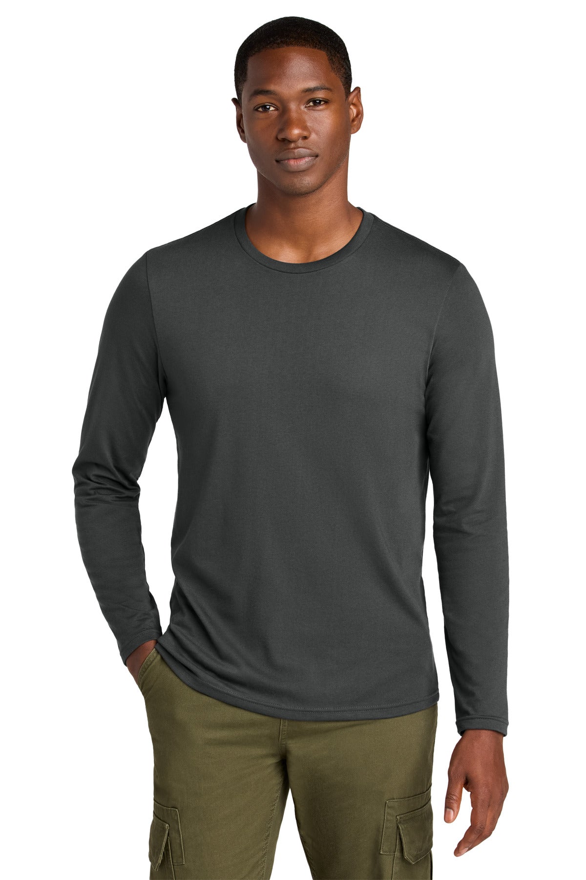 Custom Embroidered District T-Shirts  in Charcoal