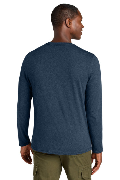 Custom Embroidered District Perfect Weight CVC Long Sleeve Tee DT185,Heathered Navy