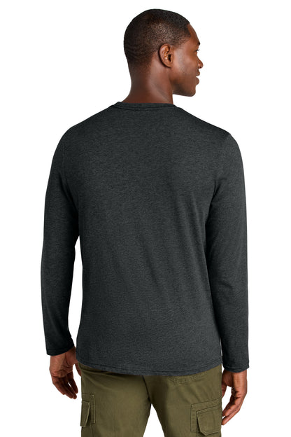 Custom Embroidered District Perfect Weight CVC Long Sleeve Tee DT185,Jet Black Heather