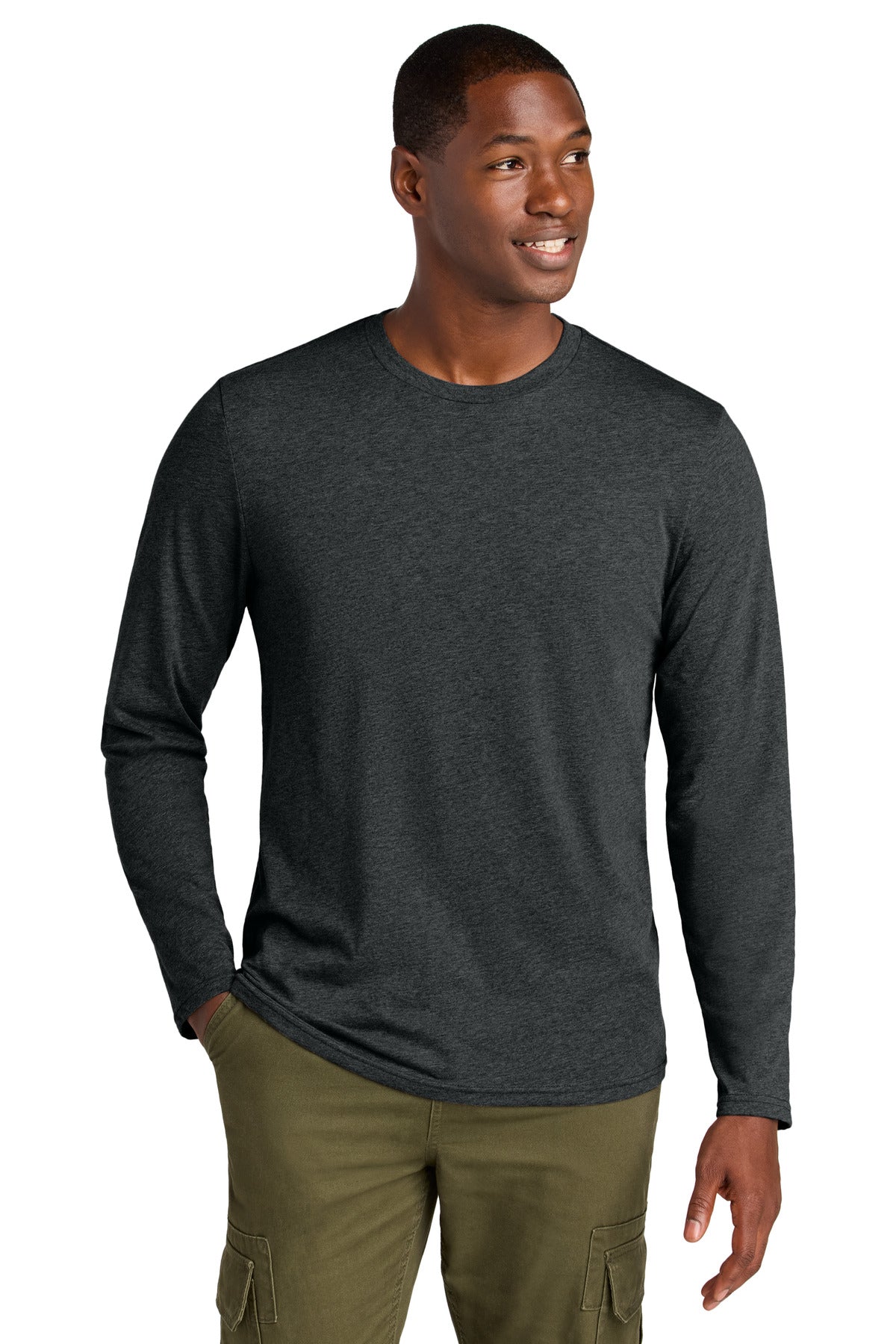 Custom Embroidered District T-Shirts  in Jet Black Heather