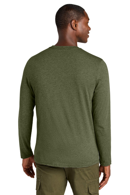 Custom Embroidered District Perfect Weight CVC Long Sleeve Tee DT185,Military Green Heather