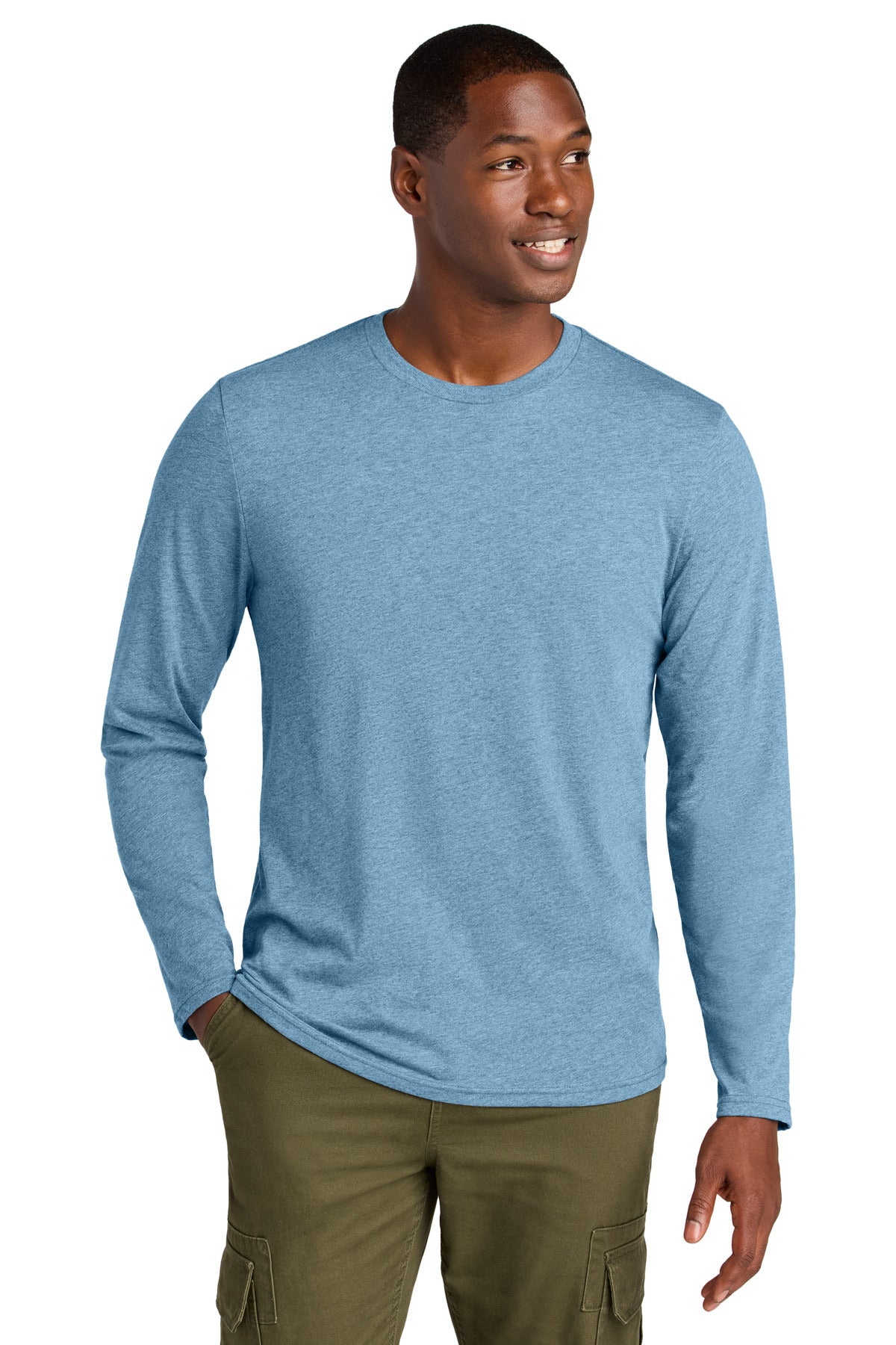 Custom Embroidered District T-Shirts  in Tundra Blue Heather