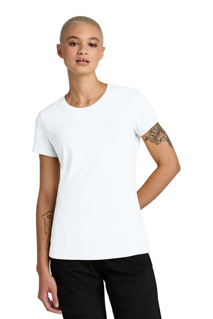 Custom Embroidered District T-Shirts  in Bright White