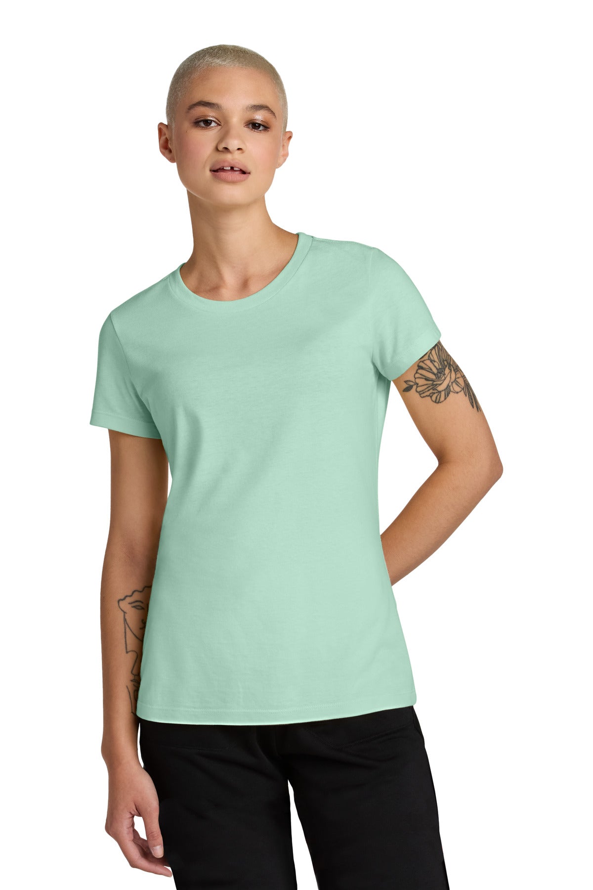 Custom Embroidered District T-Shirts  in Frosted Mint