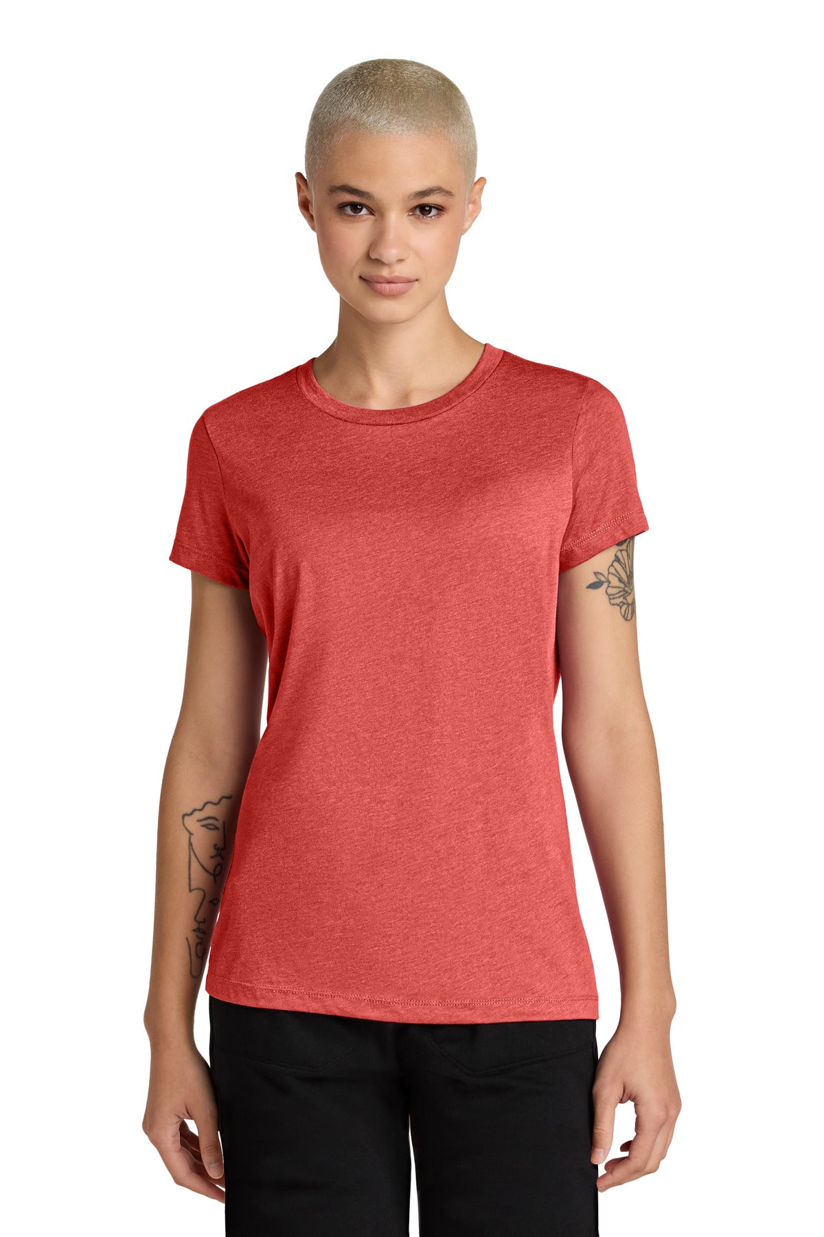 Custom Embroidered District T-Shirts  in Geranium Heather
