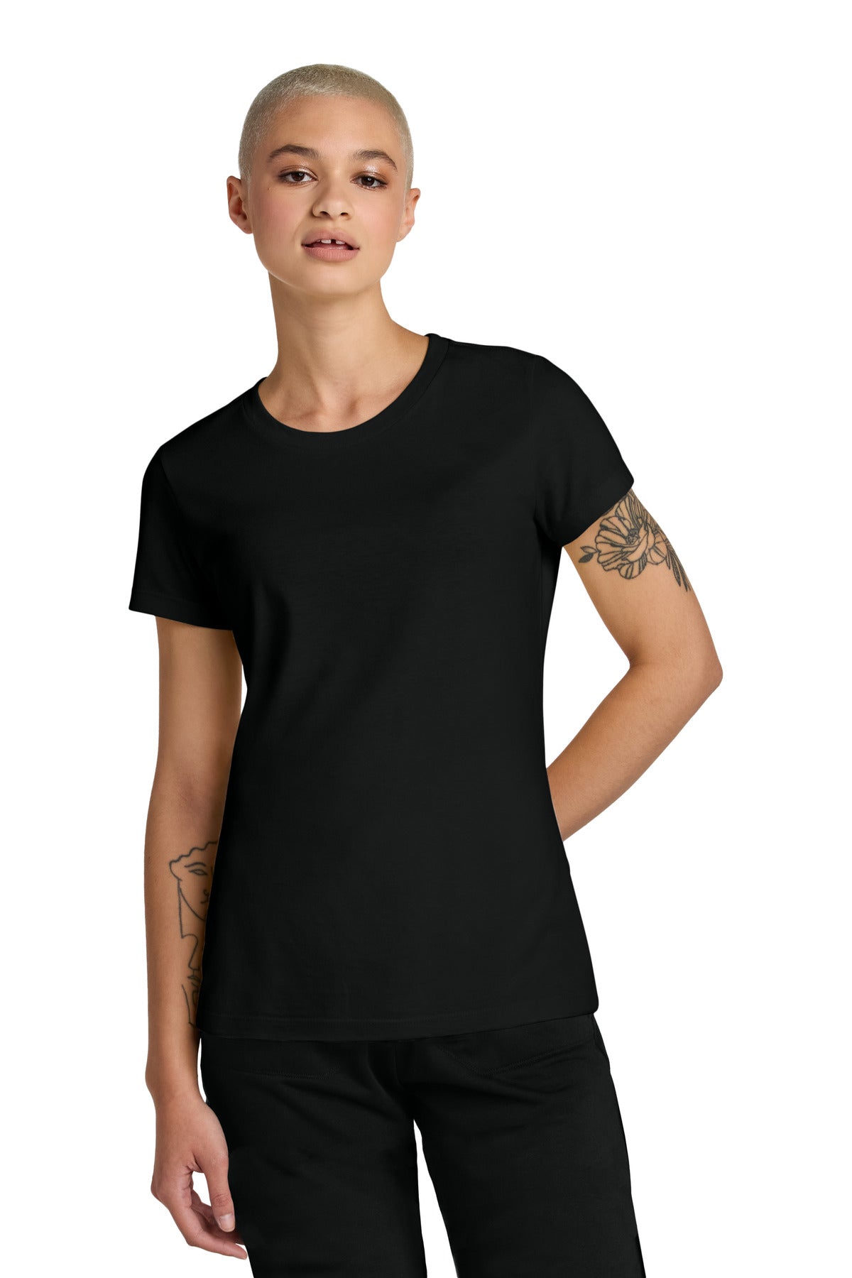 Custom Embroidered District T-Shirts  in Jet Black
