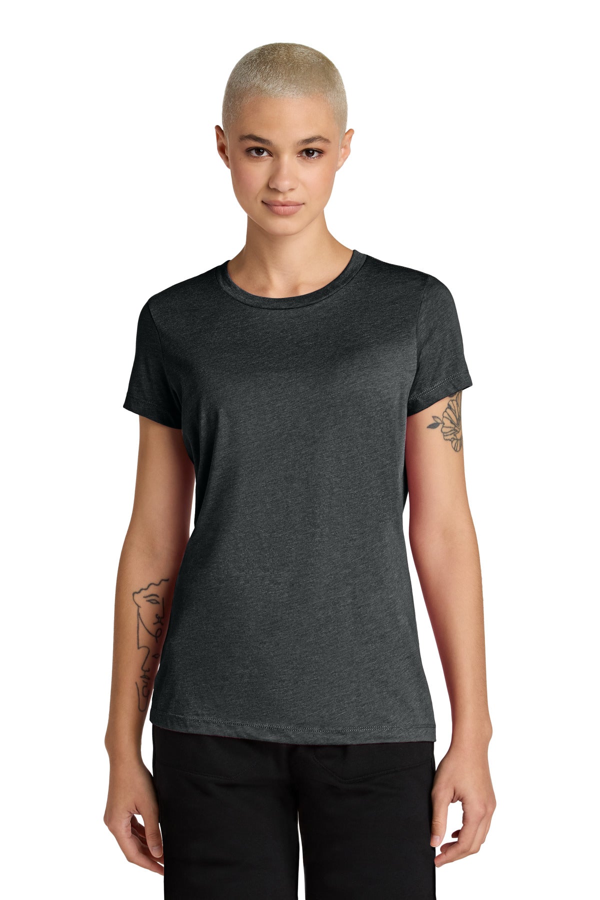 Custom Embroidered District T-Shirts  in Jet Black Heather