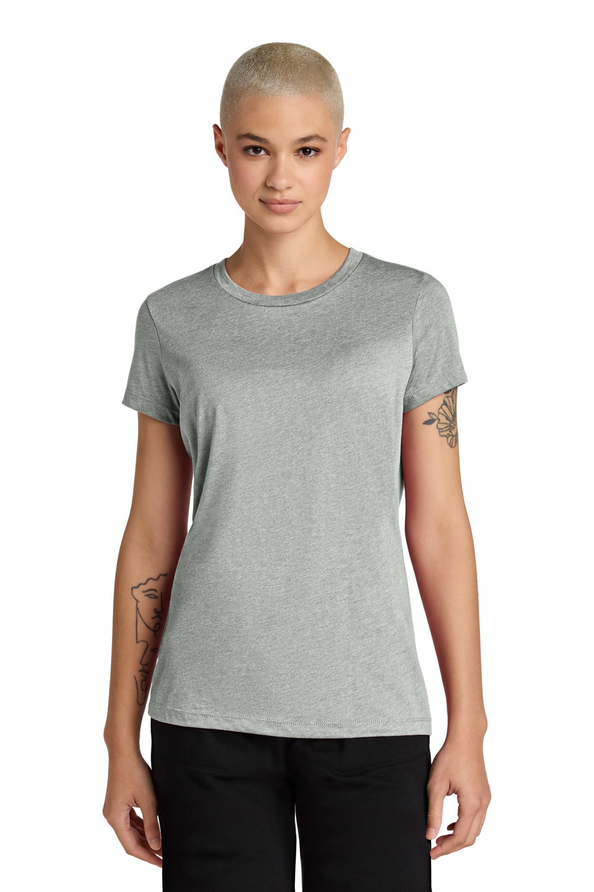 Custom Embroidered District T-Shirts  in Light Heather Grey